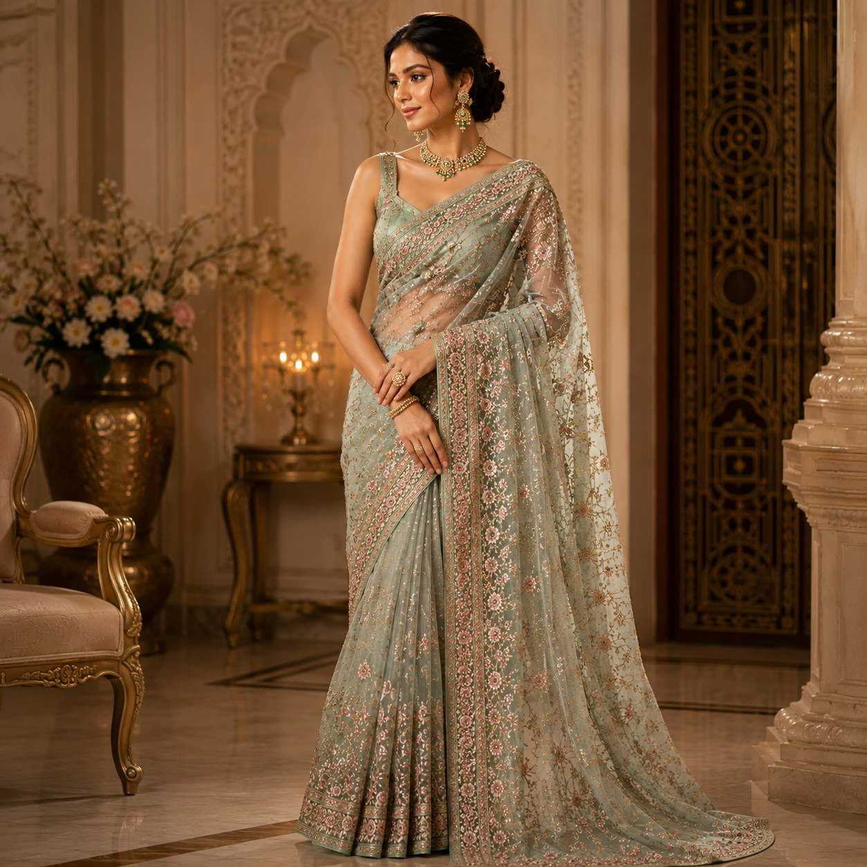 Green Desiner Saree