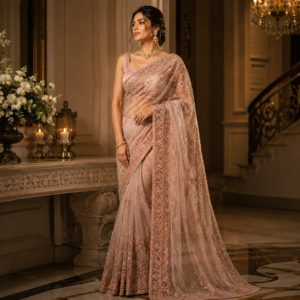 Cream Designer Saree